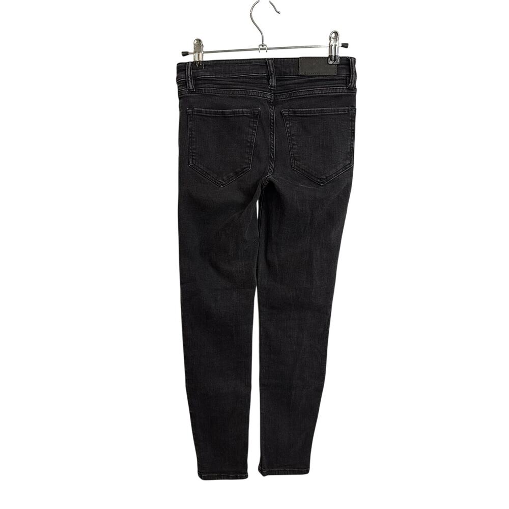 ALLSAINTS Jeans Womens 24 Black Biker Skinny Ribbed Knee Zip Pockets Moto - Picture 2 of 4